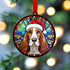 Basset Hound in Santa Hat Suncatcher Decoration